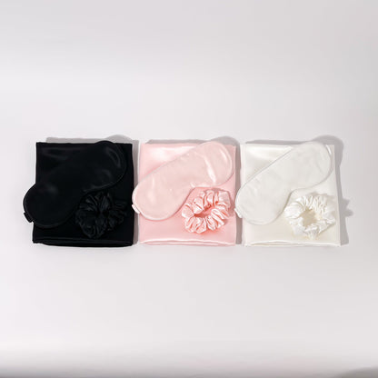 AmaraStyle 100% Mulberry Silk - 22 Momme Pure Mulberry Pillow Case, Silk Eye Mask &amp; Scrunchie Set